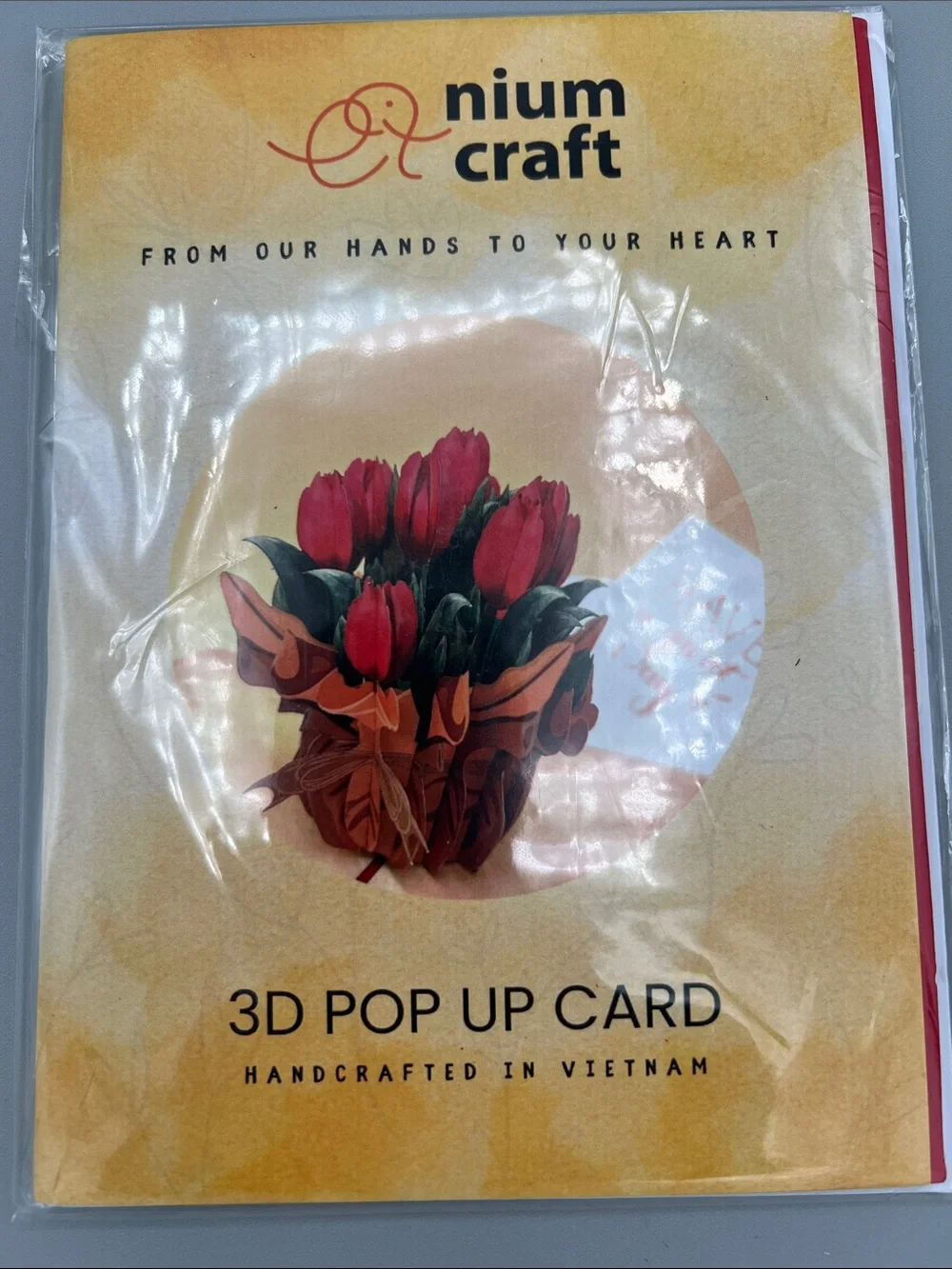 Nium Craft Red Tulip 3D Pop-Up Greeting Card